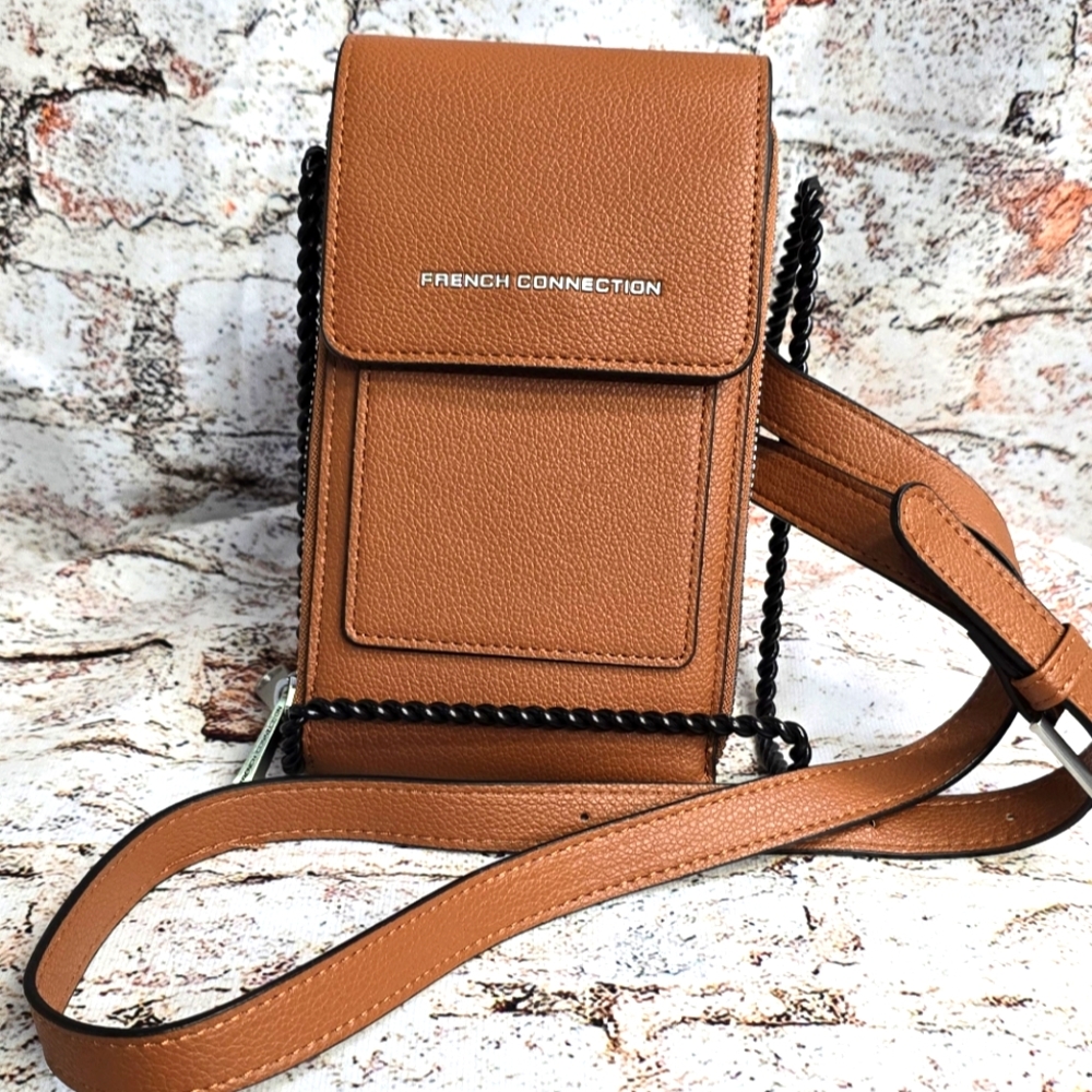 NWT French Connection Cognac Crossbody TOUCH SCREEN